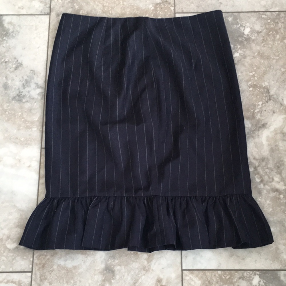 Ralph Lauren BLACK LABEL Navy PINSTRIPE MERMAID FLARE HEM WOOL Pencil Skirt